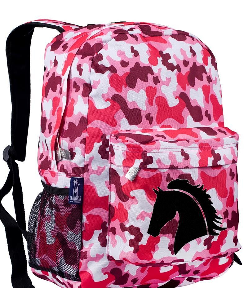 Elegant Horse 16" Pink Camo Horse Backpack Bookbag, #14camo2