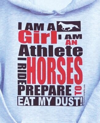 I'm a Girl- I'm an Athlete..eat my Dust" grid Youth T-shirt, Sweatshirt, or Hoodie #A423Y