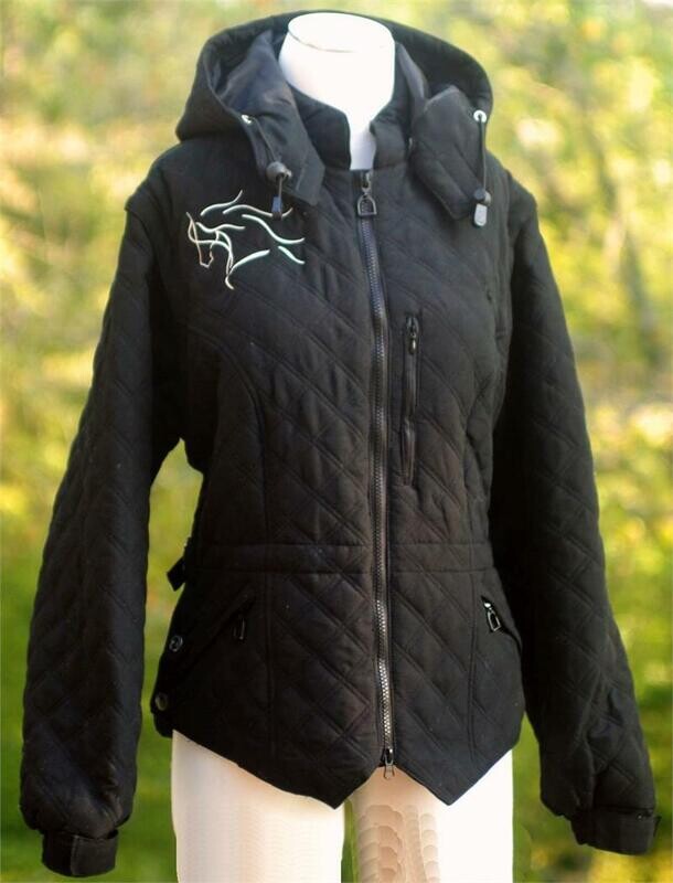 Dream Horse Embroidered Quilted 2-Sided Ladies  Convertible Riding Vest/Jacket w/Zip Off Sleeves #AC47
