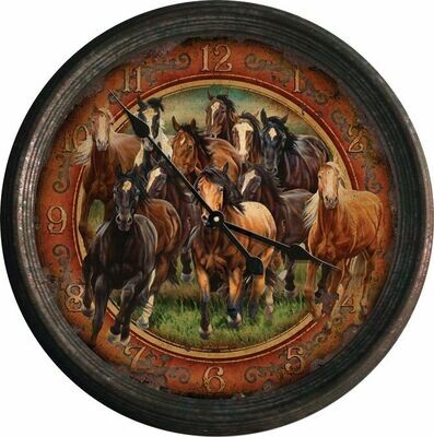 Horse Herd 15" Wall Clock #5145C