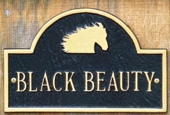 Cast Aluminum Personalized Horse Head Silhouette Arched Stall Plaque. #DS510
