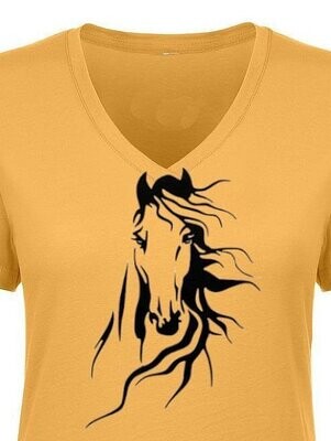 Dante Horse Art Ladies Comfy V-Neck Tee #AMV4