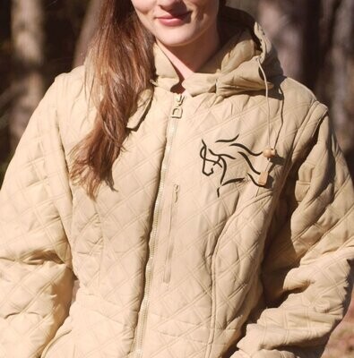 Dream Horse Applique Quilted 2-Sided Ladies Convertible Vest/Jacket w/Zip Off Sleeves #AT44