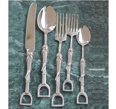 Pewter Stirrup & Leathers 5 piece Pewter Flatware #VH44