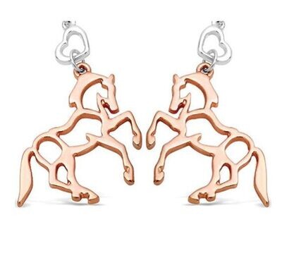 Heart & Horse Gold Plated Hook Earrings #438G