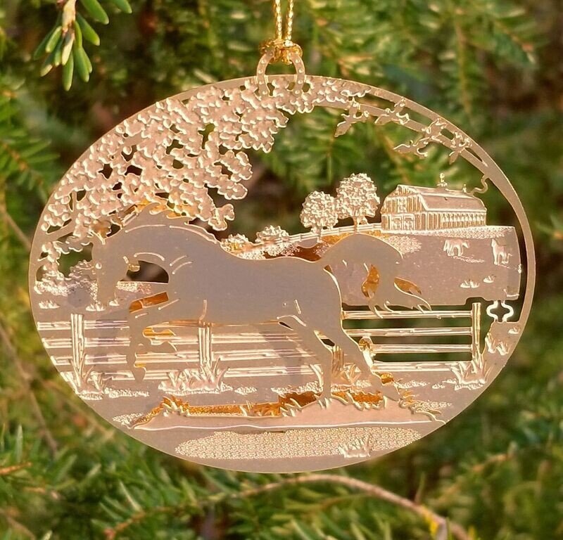 Gold Plated Elegant Horse  2D Ornament # A08EG