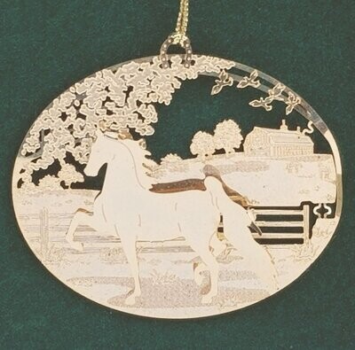 Gold Plated American Saddlebred Horse 2D Ornament # A08GQ
