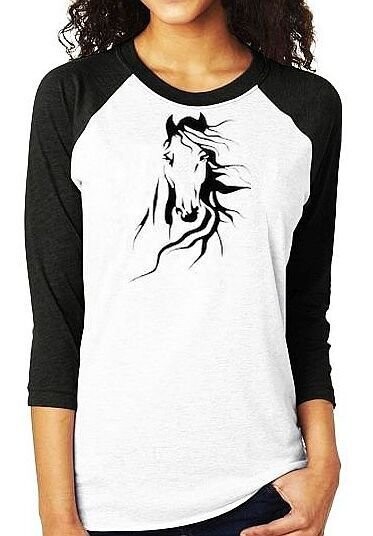 Dante Horse Art Ladies 3/4 Raglan #AM447