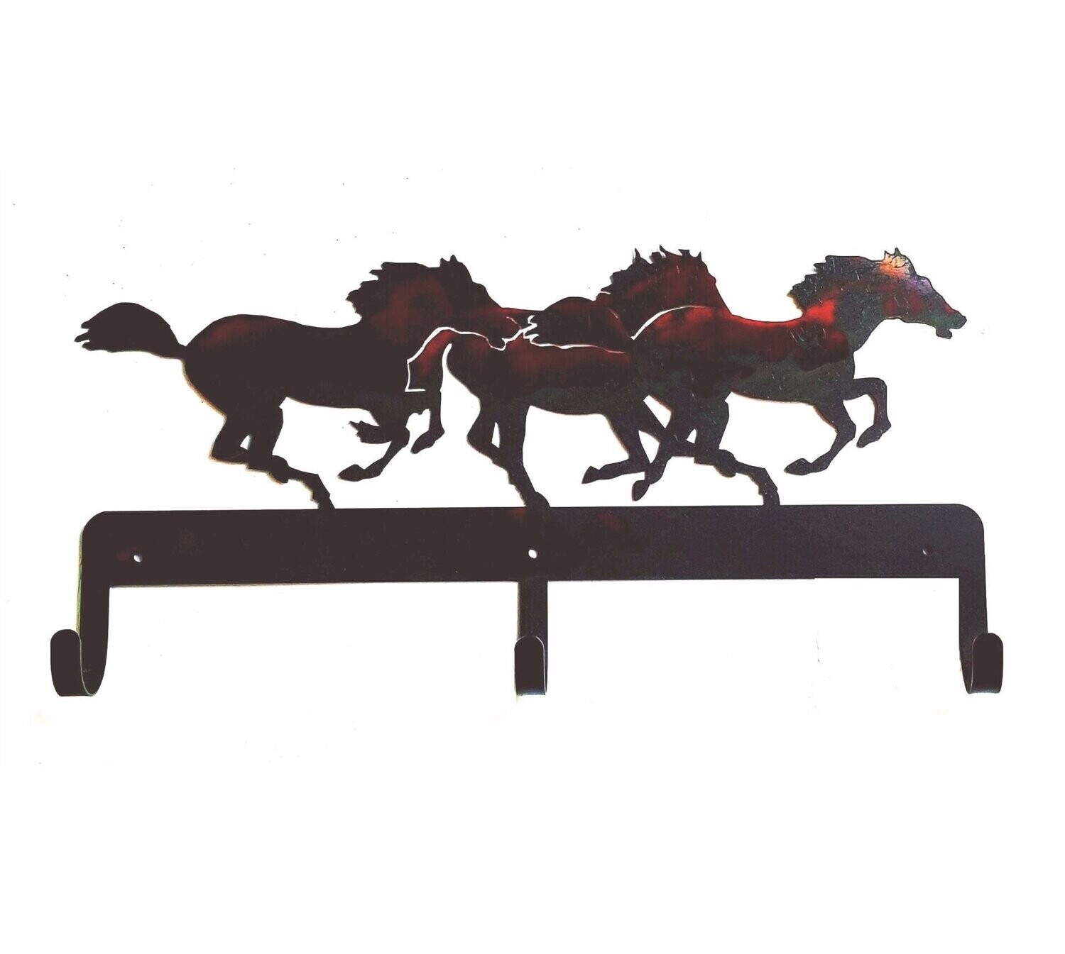 Stampede 24" Rustic Metal Laser Horse Art Coat/Hat Rack #DS452