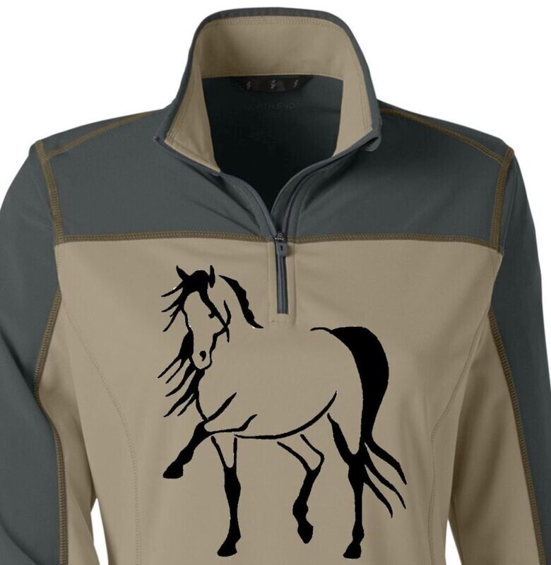 Destina Horse Art Ladies Performance 1/4 Zip 2-tone pullover  #A30P7