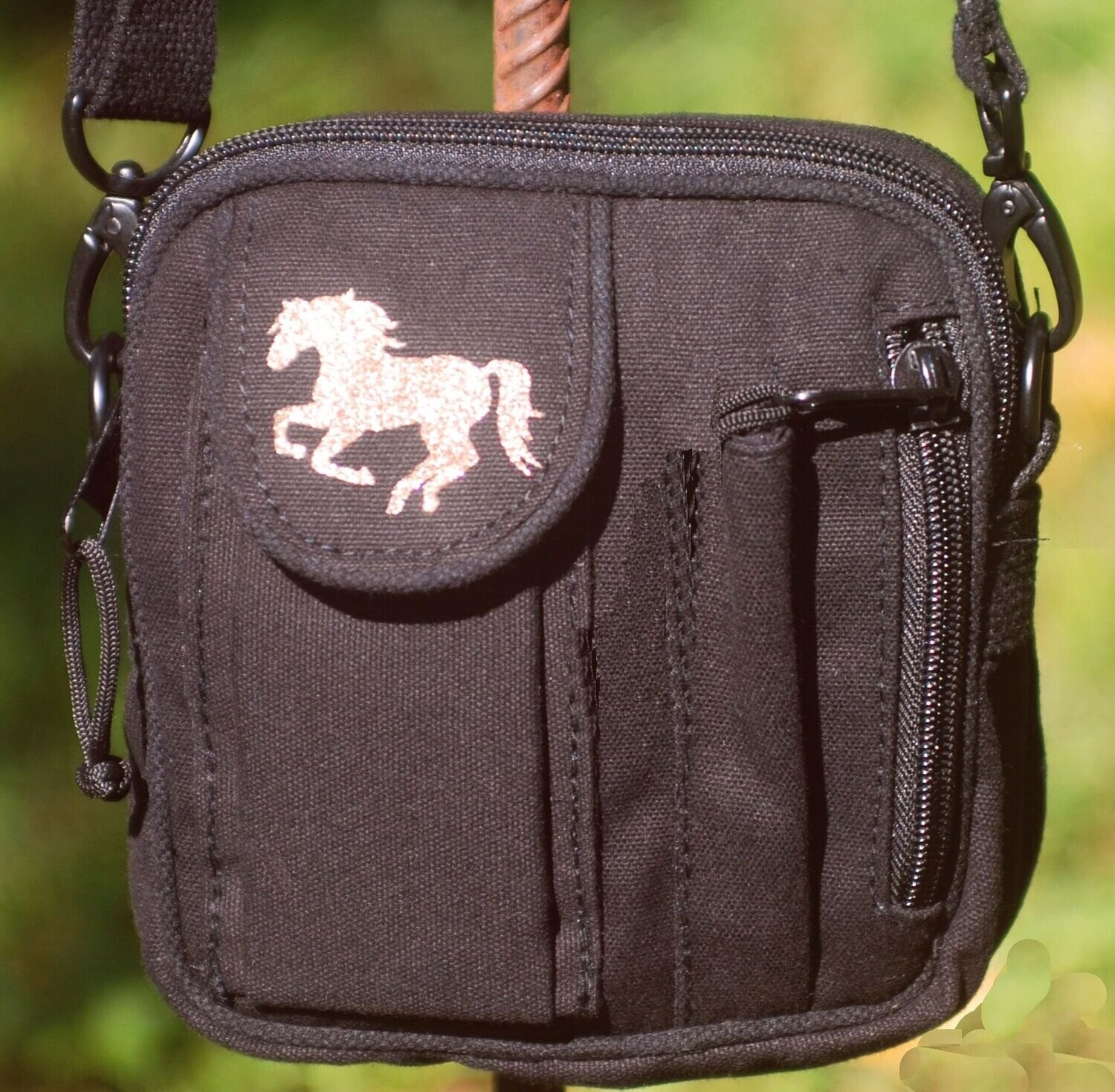 Glitter Galloping horse Cross body Traveler Canvas bag #AC55G