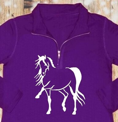 Destina Horse Art Ladies French Terry 1/4 zip Pullover #AM33R