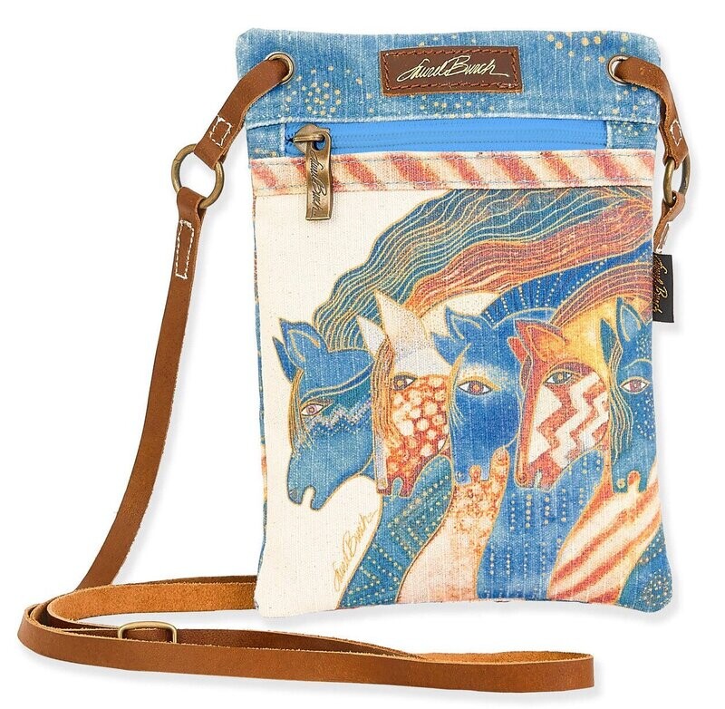 Sky Mares Cross Body Canvas & Leather bag by Laurel Burch  #145CK