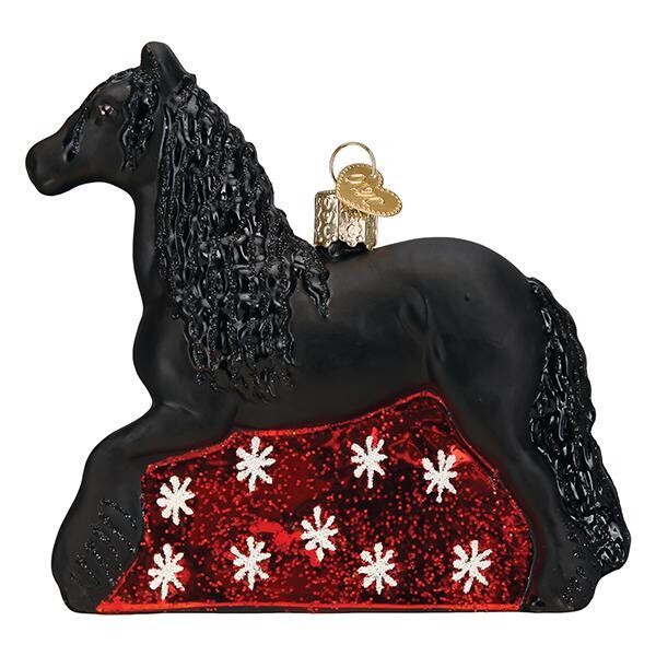 Old World Hand Blown Friesian Horse Ornament #953FR