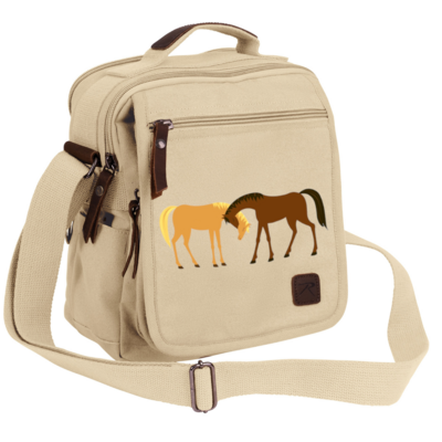 Nuzzling Ponies Canvas Cross Body Bag #AT92C