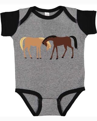 Nuzzling Ponies Infant Baby Rib Bodysuit/Onesies #AC17G