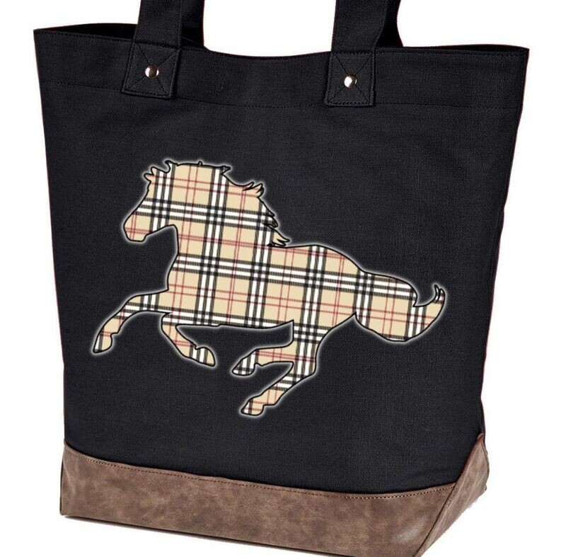 Plaid Cantering Horse   15” Voyager  Tote #AM22P