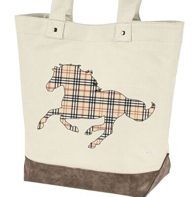 Plaid Cantering Horse 15” Voyager Tote #AM22P