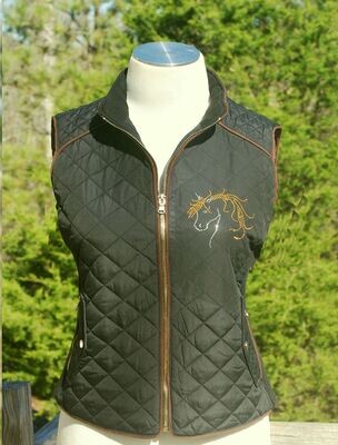 Valentino Rhinestudded 2 Sided Ladies Quilted Vest w/faux Leather Piping # AZ395