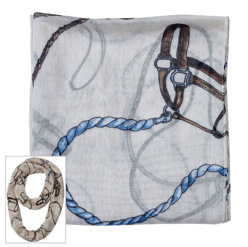 Classic Horses in Blankets Sheer Infinity Scarf #D14VS