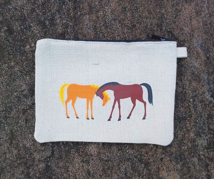 Nuzzling Horses Cosmetic/Makeup  Bag # AT9N