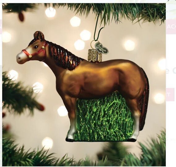 Old World Hand Blown Quarter Horse Ornament #953QT