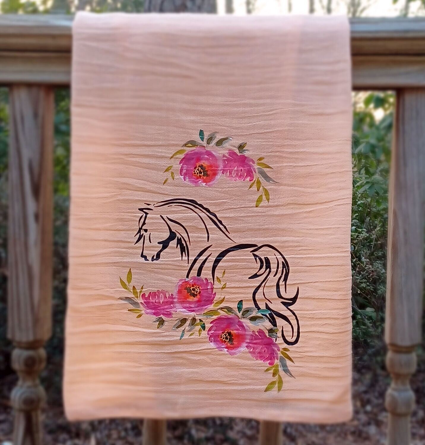 Floral Filly Flour  Peach Flour Sack Towel #A3PT