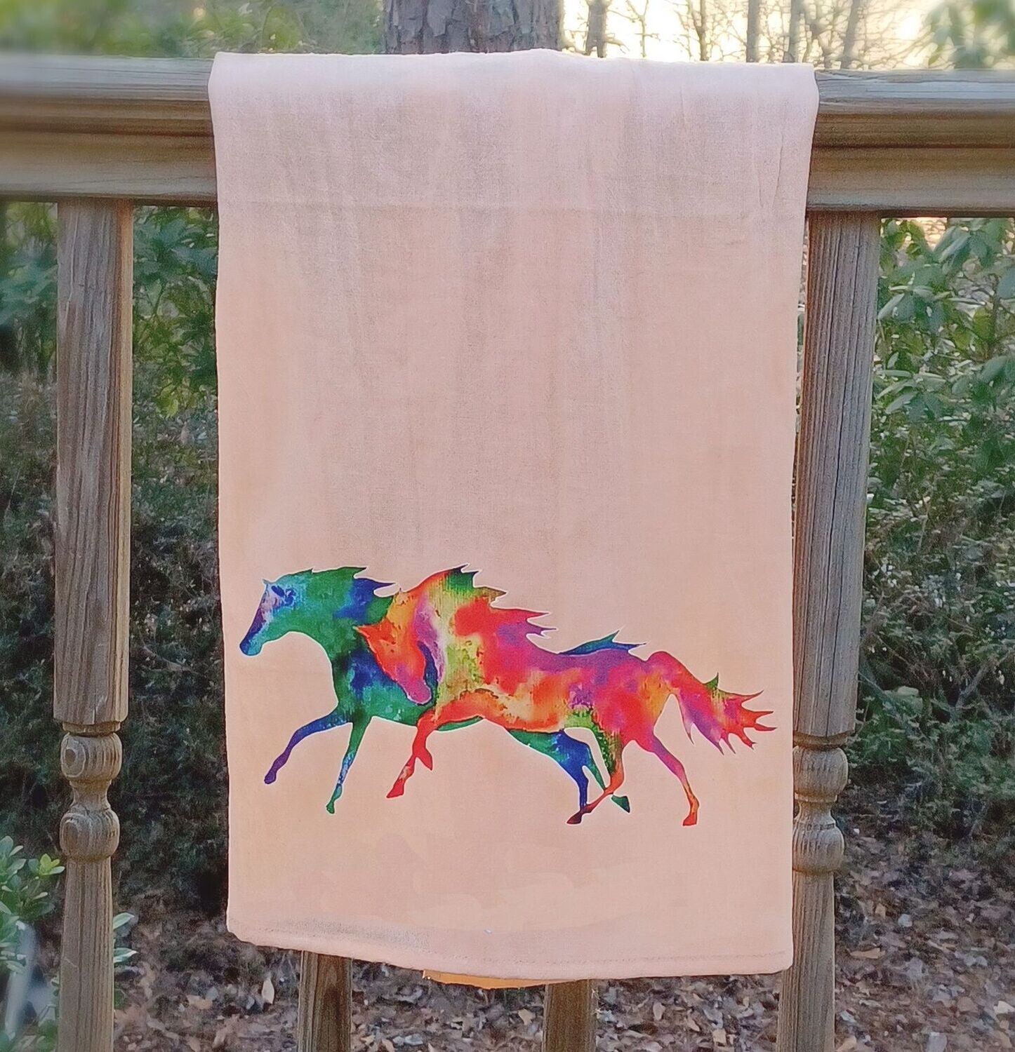 Pastel Horses Peach  Flour Sack Towel #AM22T