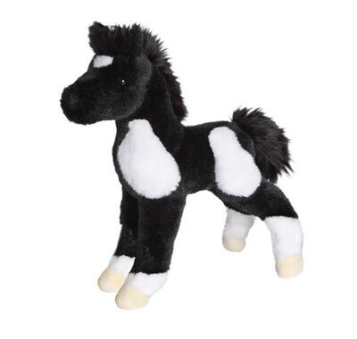 11" "Tobi" Plush Black and white Paint Cuddle Plush Pony #428T
