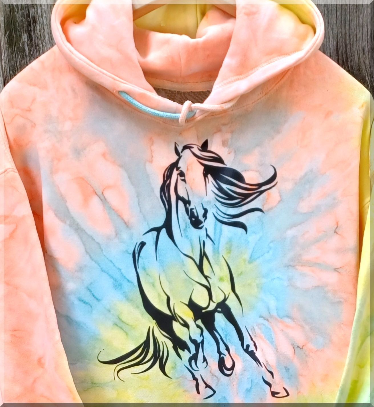Maverick  Horse Art Peachy Pastel Tie dyed Unisex Hoodie # ATD22