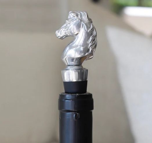 3-D Spirited Horse Head Polished Aluminum Wine Stopper by Arthur Court #PP22