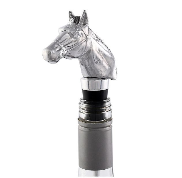 3-D Noble Horse Head Polished Aluminum Wine Stopper by Arthur Court #PP49