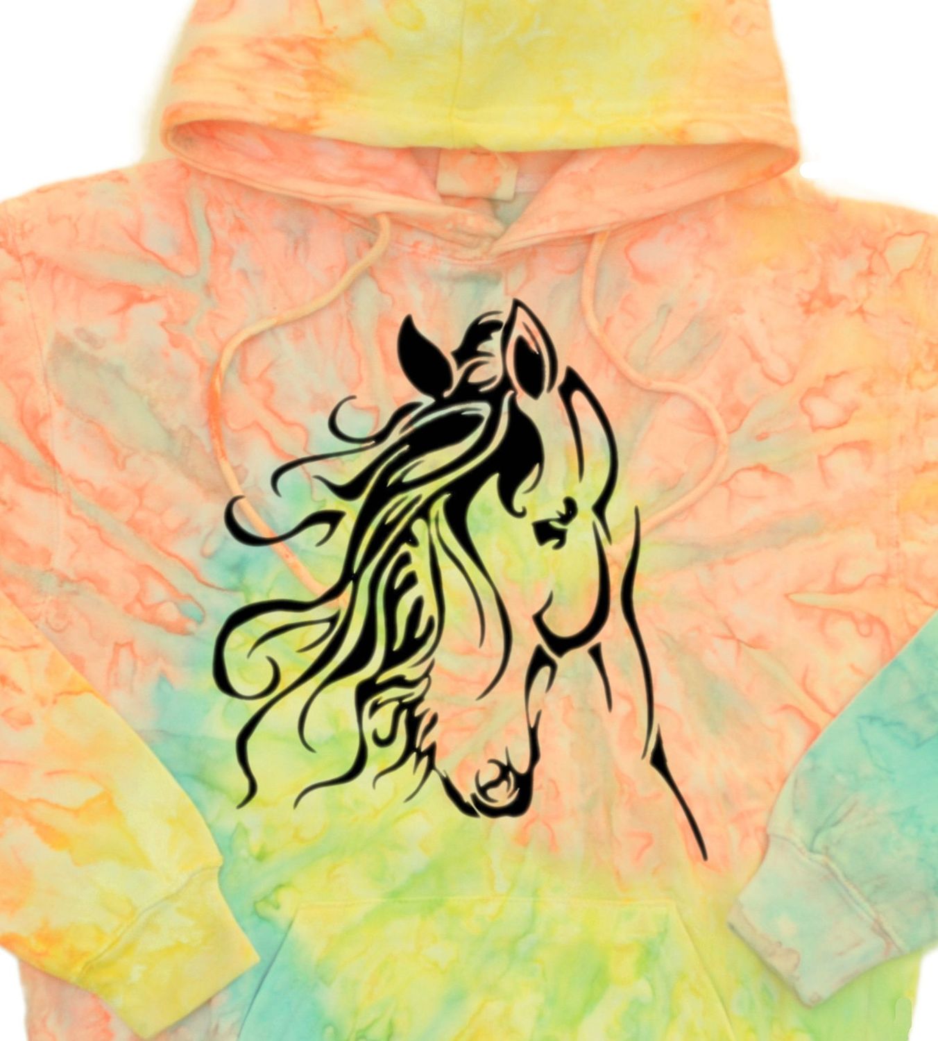 ADONIS Horse Art  Tie-dyed Peachy  Adult  Tee Shirt & Hoodie #A80SB