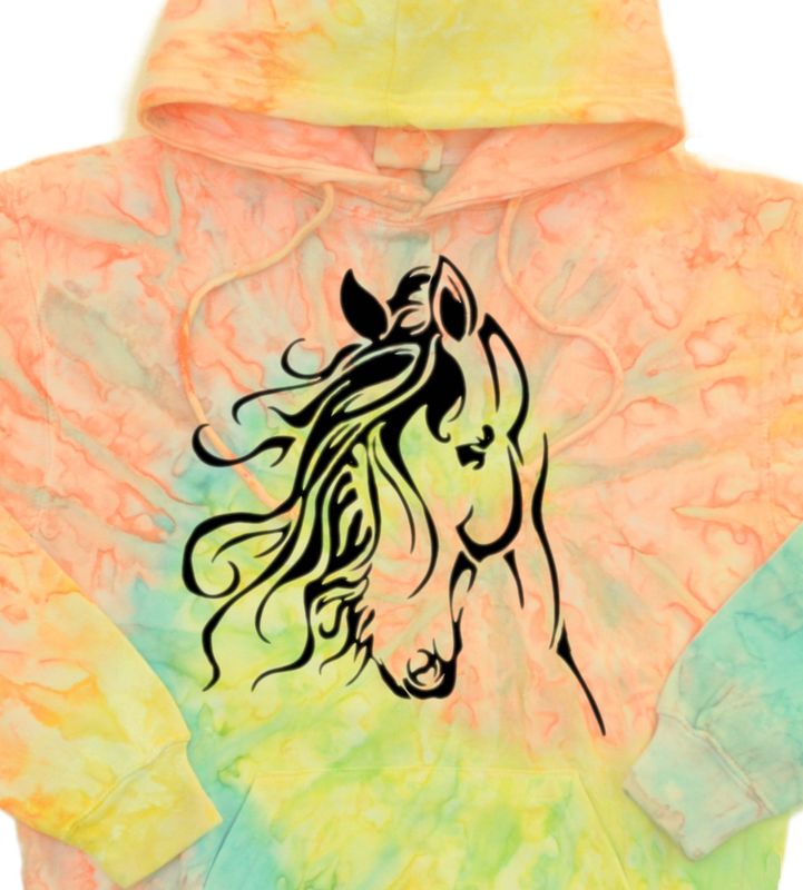 ADONIS Horse Art  Tie-dyed Peachy  Adult  Tee Shirt & Hoodie #A80SB