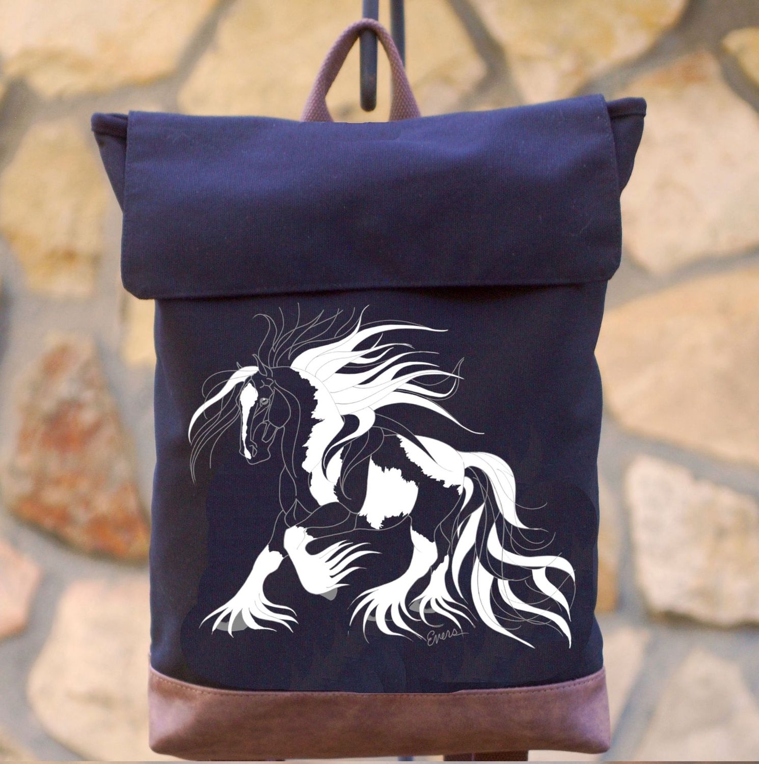 Gypsy Vanner Horse 16" Pigment Dyed  Backpack #A71BK
