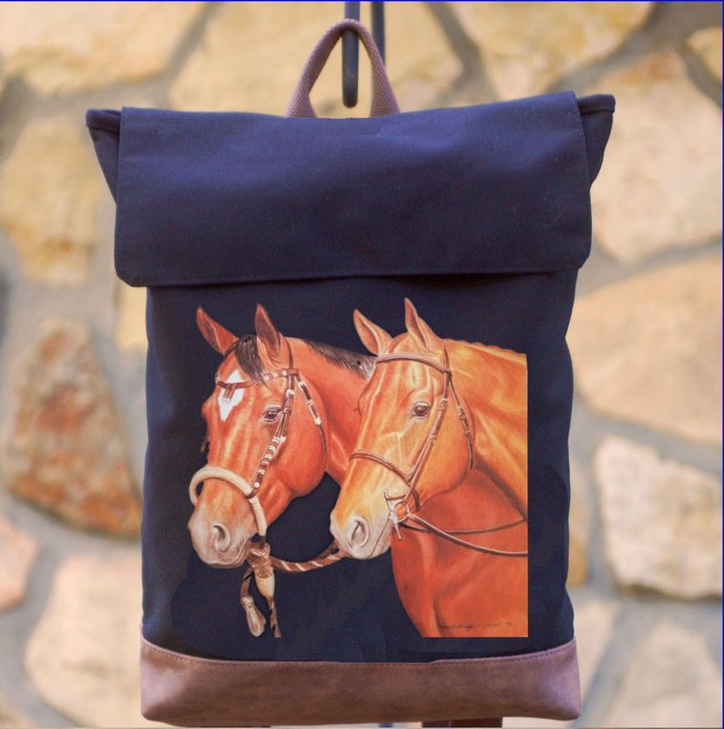 English Western Quarter Horses 16" Pigment Dyed  Backpack #A75T