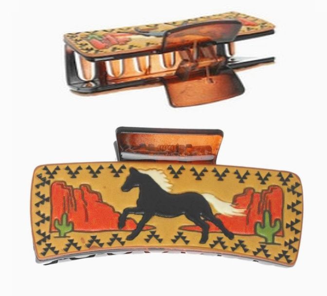 Hand Tooled Leather Horse Hair Claw # 8404C