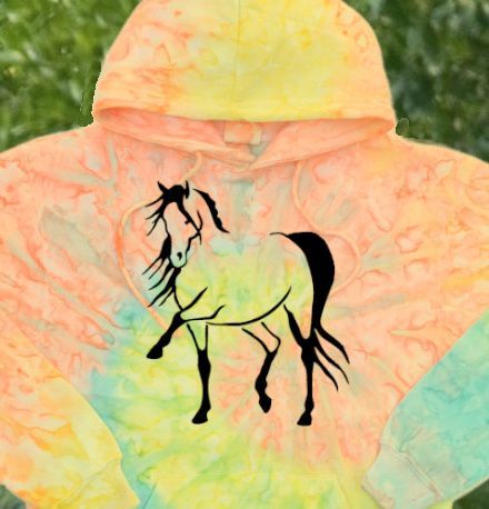 Destina Horse Art  Tie-dyed Peachy  Adult  Tee Shirt & Hoodie #A97PH