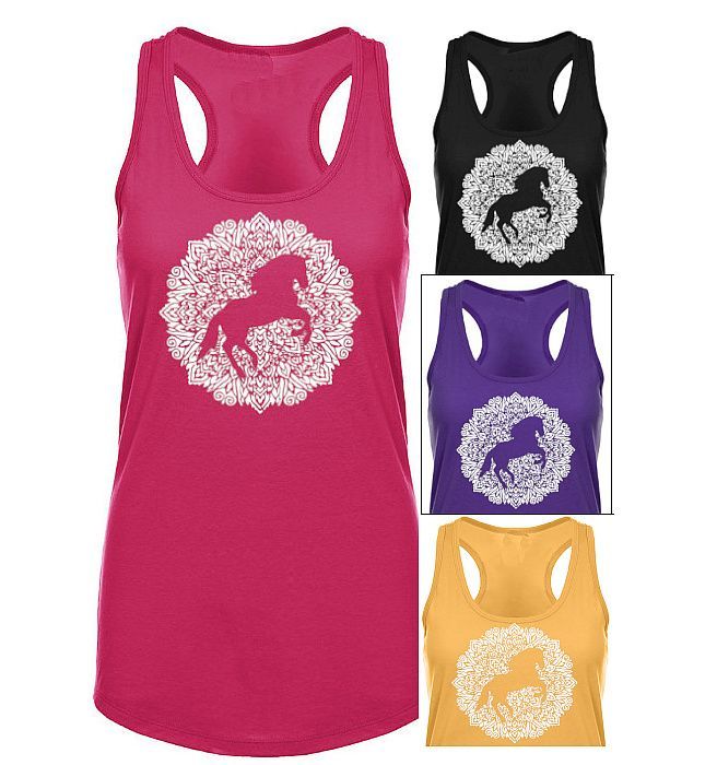 Mandala Horse Racer Back Ladies Tank #AT3R