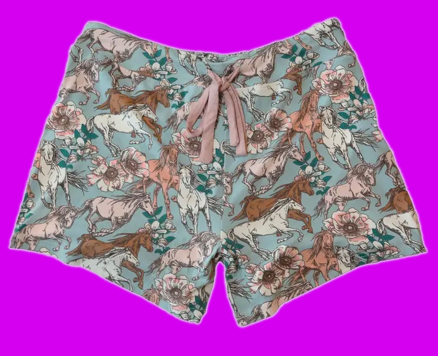 Horses & Flowers Ladies PJ Shorts #A2F6