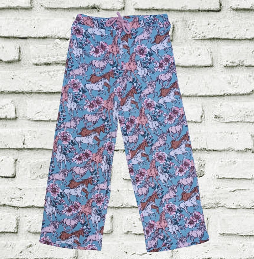 Horses & Flowers Ladies Lounge Pants #A2F5