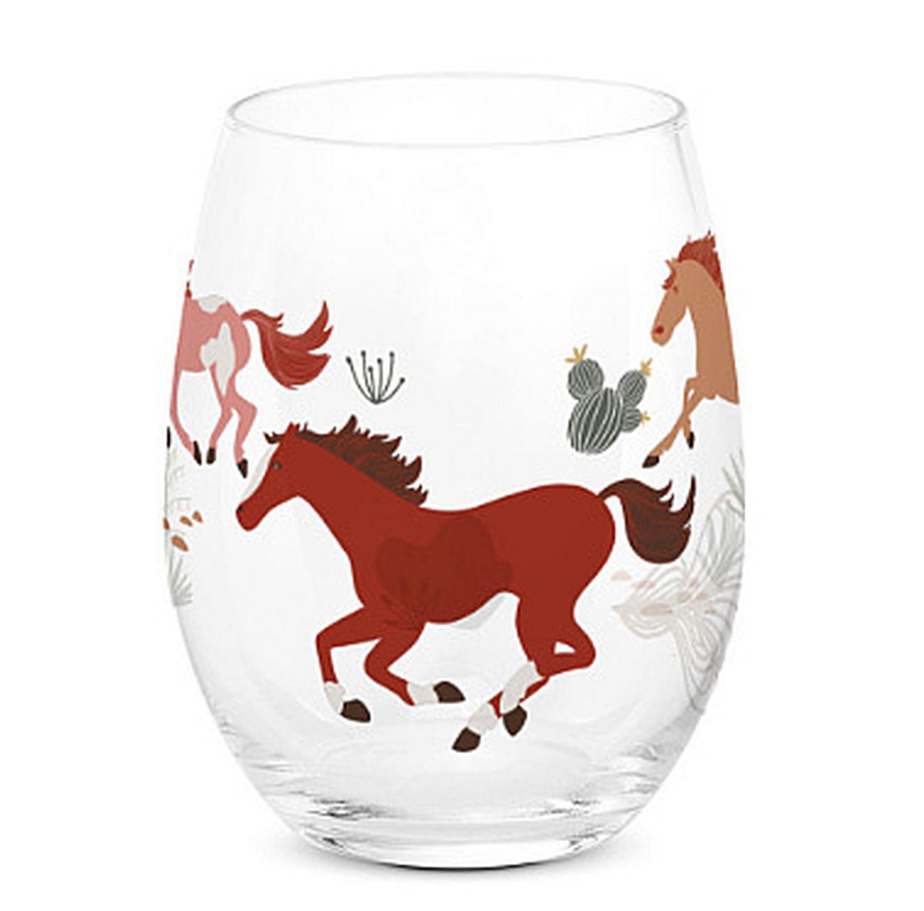 "Horse & Wine Make Everything Fine!" Running Herd  18oz Stemless Wine Goblet #A89SH