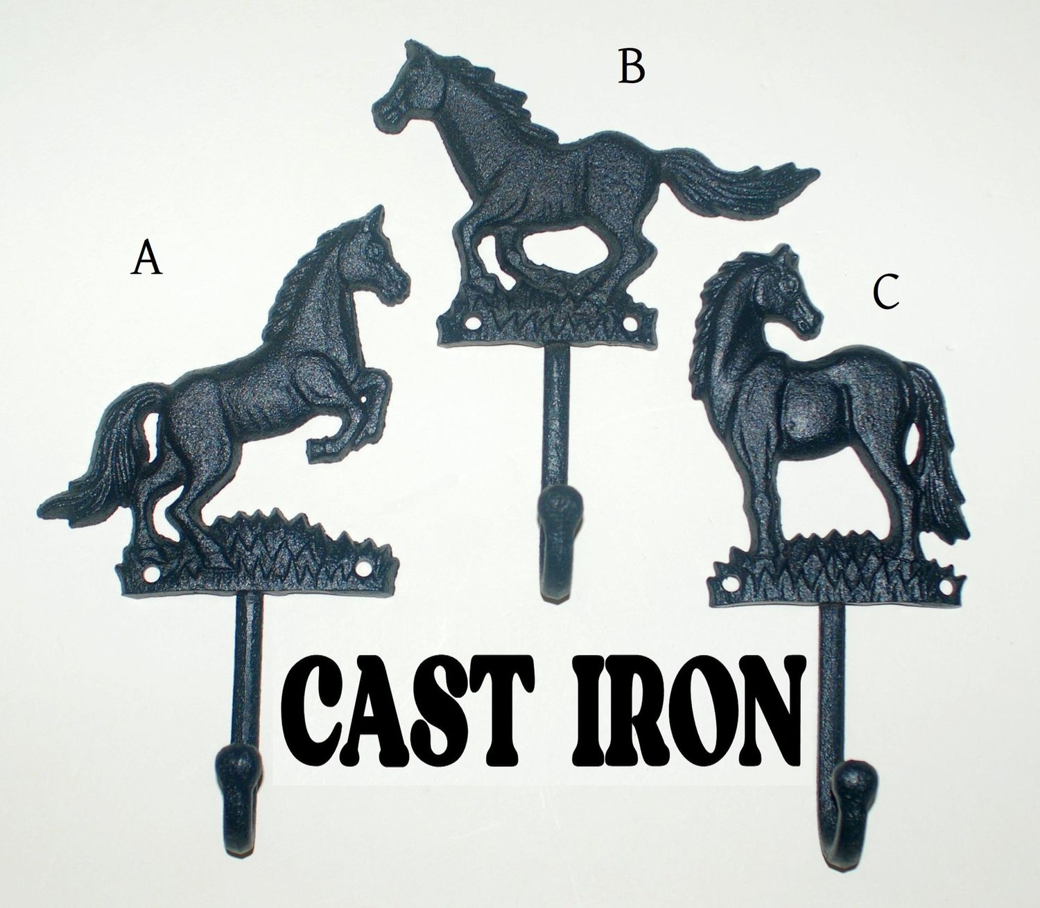 Cast Iron Vintage Look Horse Wall Hooks #114CH