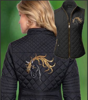 Valentino Rhinestudded  2 Sided Ladies Quilted Vest or Jacket w/faux Leather Piping  # AZ395