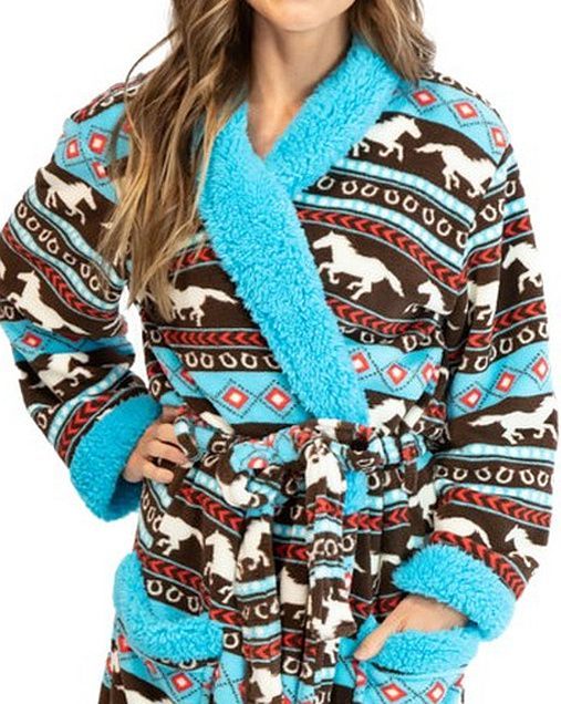 Galloping Horses Sherpa Fleece Robe #492RB Galloping Horses Sherpa Fleece Robe #492RB