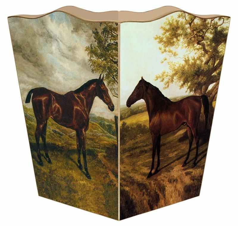 Classic Standing Horse Scallop Top Wooden Waste Bin USA made  #6
