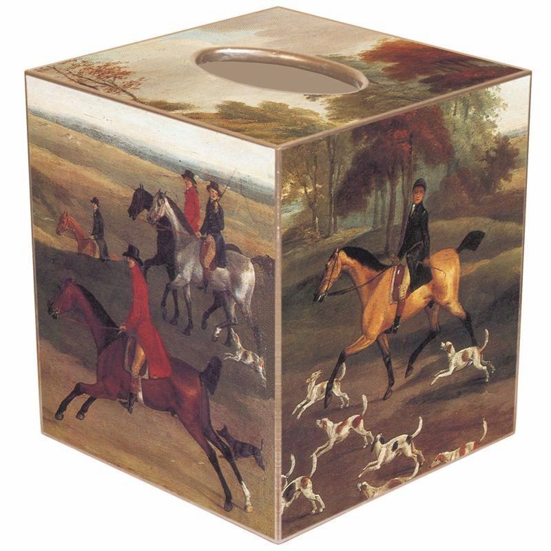 English Hut Scene Paper Mache Tissue Box Cover - USA made  #422TK