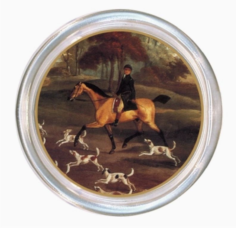 English Hunt Scene Coaster 5" Glass #422GC