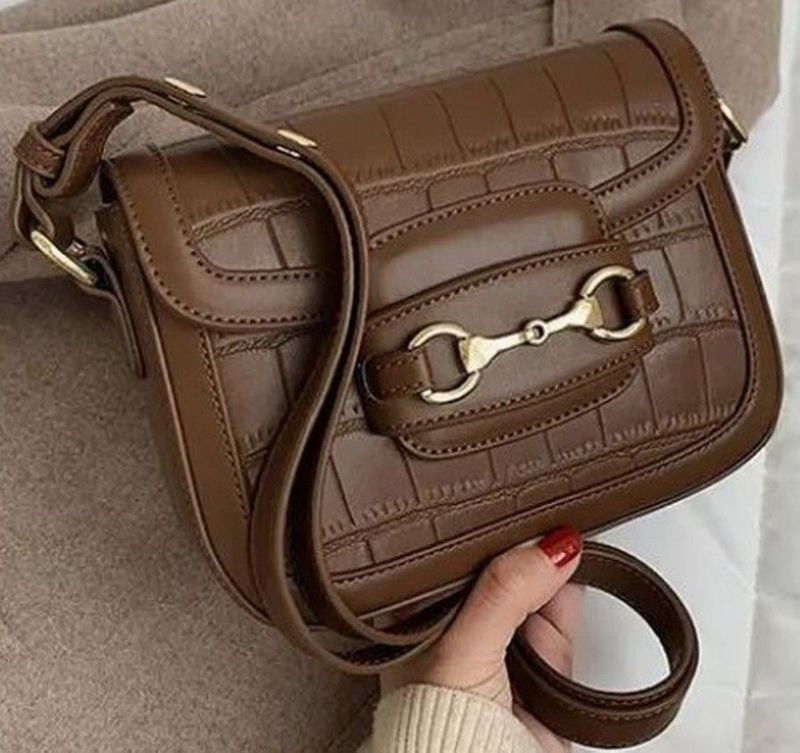Snaffle Bit Accented  Faux Leather Shoulder Bag  #D30B