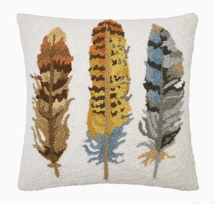 3 Feathers Western Style 100% Hooked Wool- 16" Pillow  #922FT